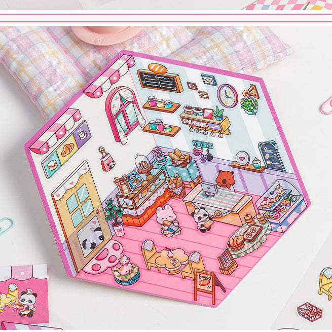 Landscaping Stickers Cartoon House Scene Landscaping Stickers