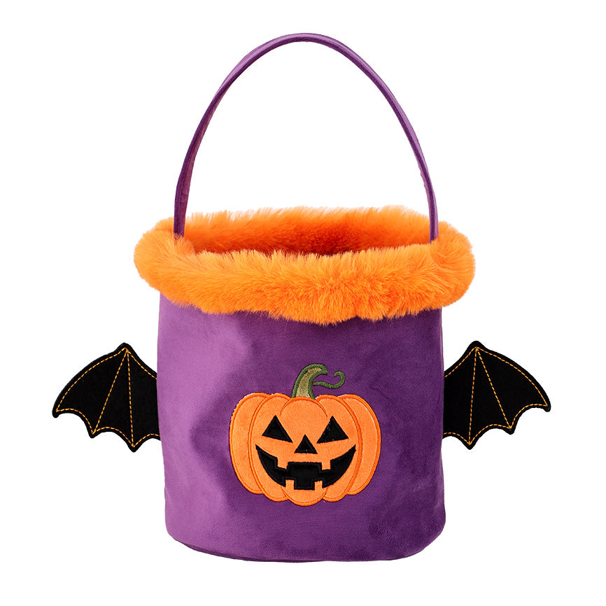 Halloween Embroidered Pumpkin Devil Wings Candy Basket