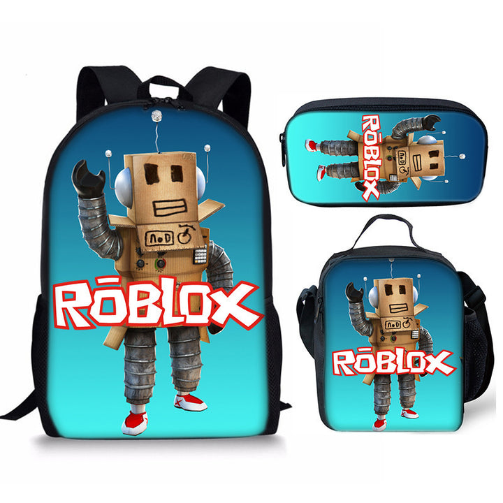 Roblox theme schoolbag students backpack 3pcs set