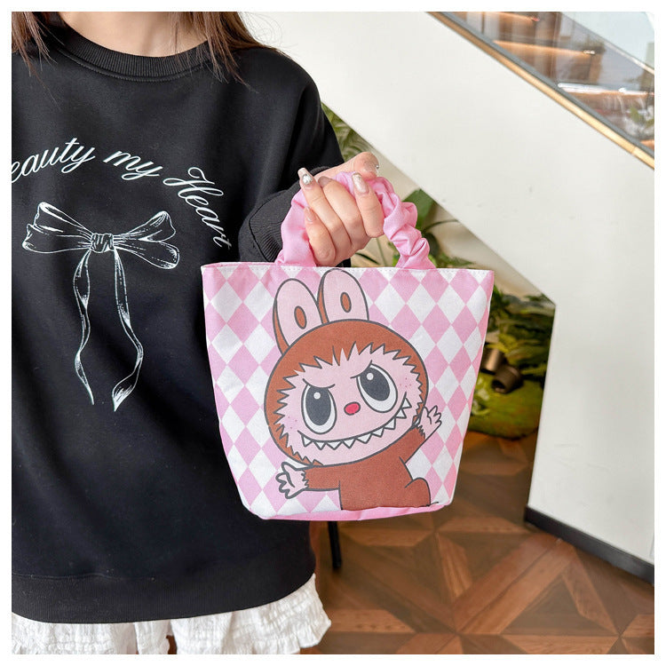 Labu cartoon cute handbag Korean portable labubu bucket bag