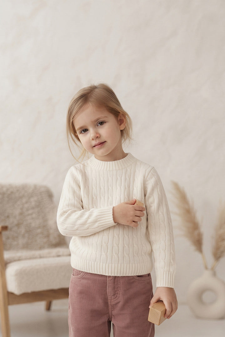 Children's Cable-Knit Soft Sweater Long-Sleeve Sweater for Boys and Girls