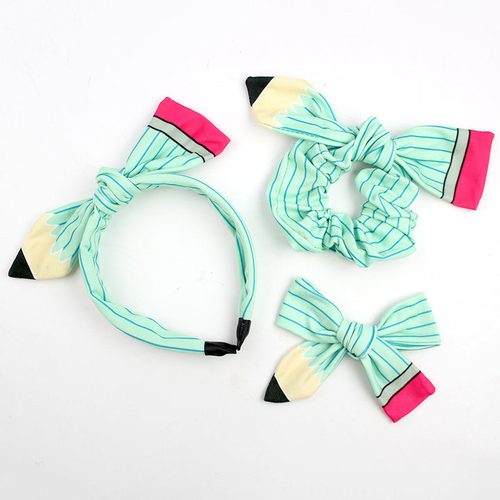 Back to school pencil bow hair accessories 3pcs set