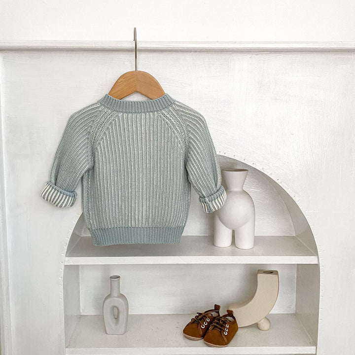 Baby Boys Two-tone cable-knitted cardigan