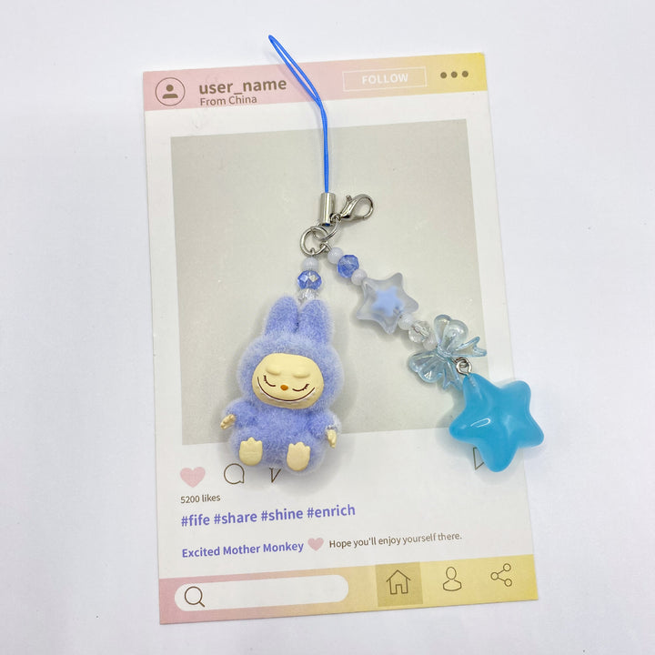 Flocked Mini Labubu stars Keychain bag pendant