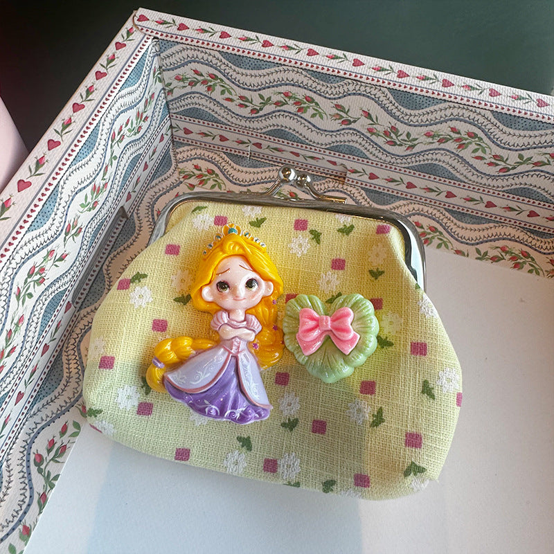 Colorful floral cartoon princess coin purse