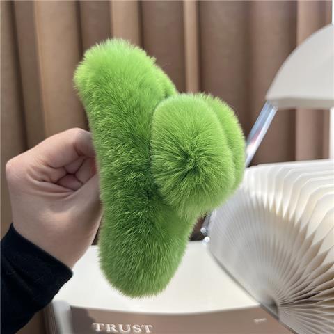 Furry plush hair claw clip for women
