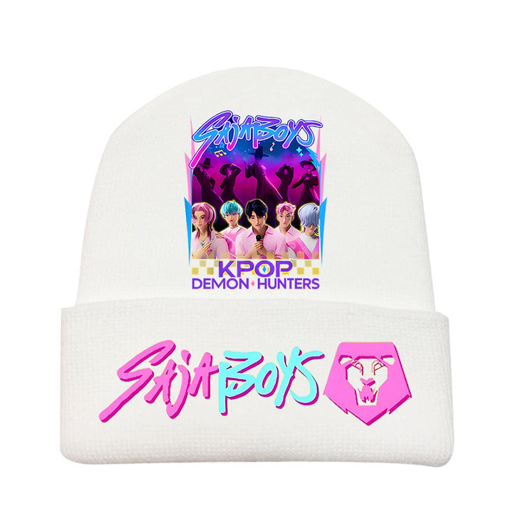Kpop Demon Hunters knitted beanie hat-white
