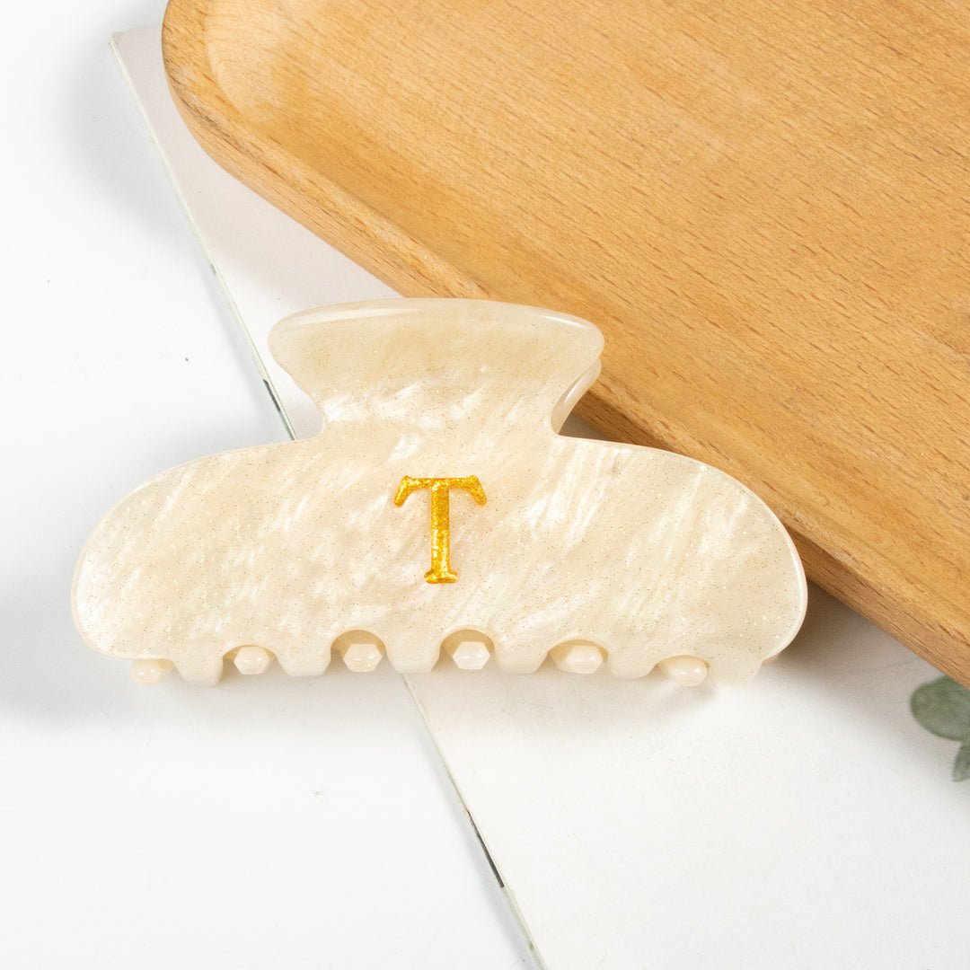 Gold letter acrylic hair shark clip for women