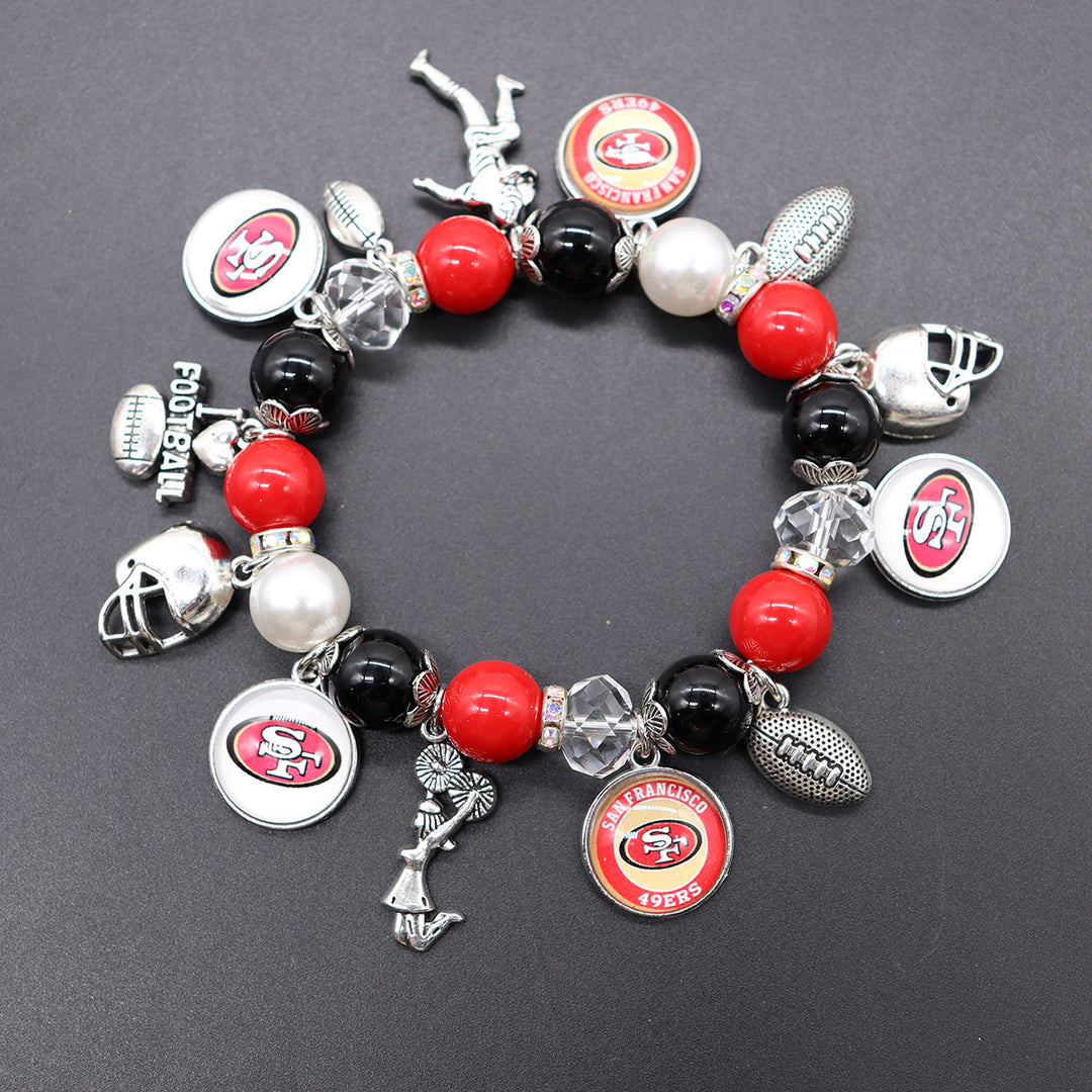 Football Game Day Alloy pendant beaded bracelets