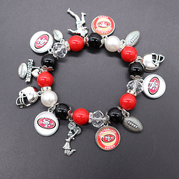 Football Game Day Alloy pendant beaded bracelets