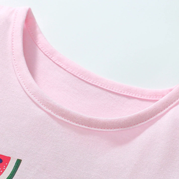 Summer Fruit Party Print Pink Top for girls
