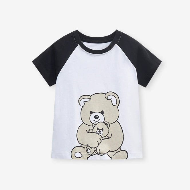 Boys'cotton T-shirt with bear printed