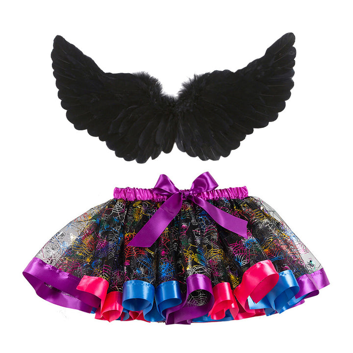Halloween costumes girls tutu skirt&black feather wings