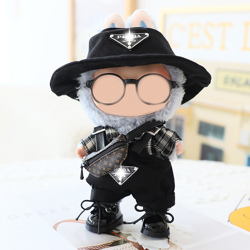 Cool Leather jacket suit for labubu dolls clothes
