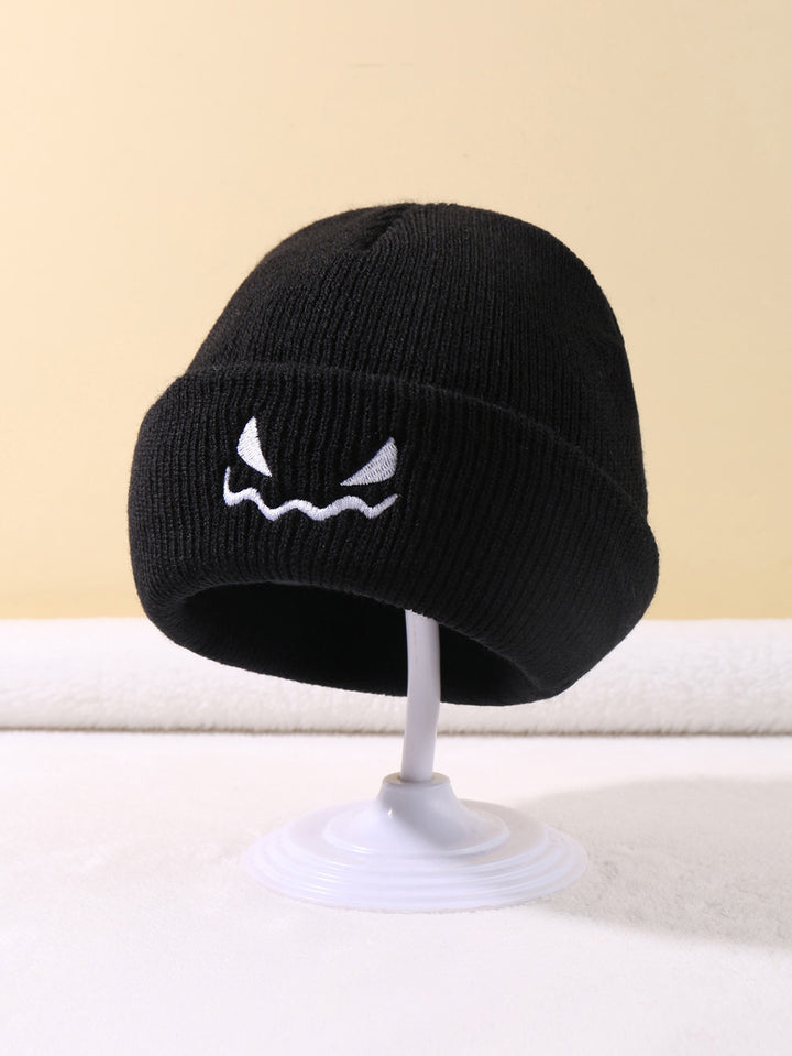 Halloween embroidered devil pumpkin knitted hat for baby