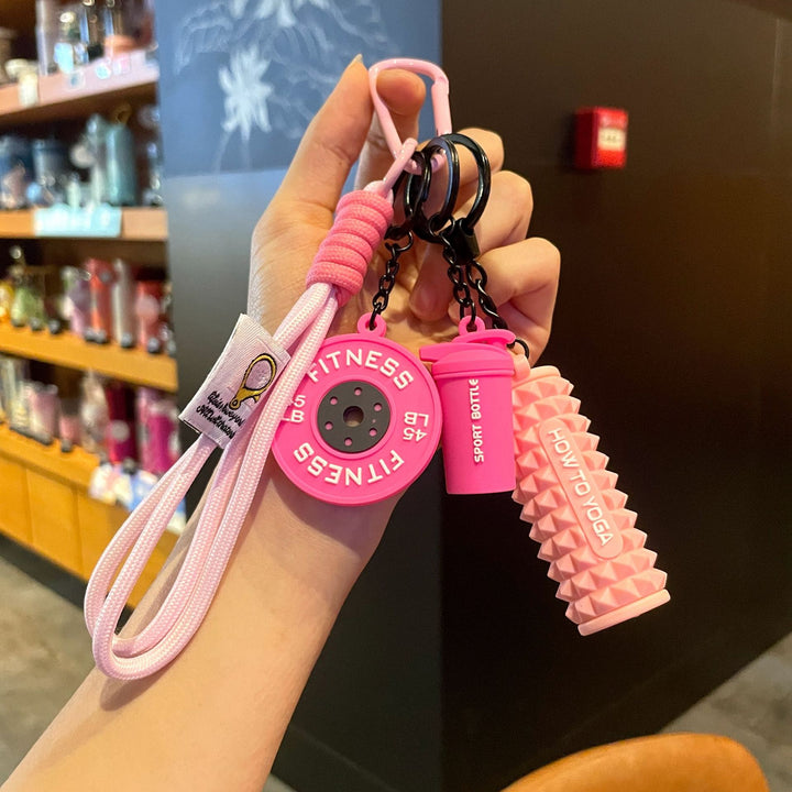 Fitness Series Silicone yoga foam roller Keychain Creative Gift