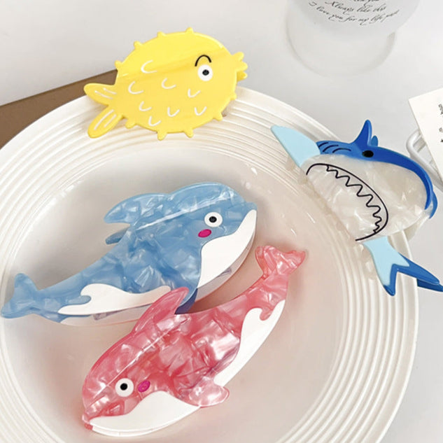 Ocean theme dolphin shark hair claw clip Childish summer hair clip
