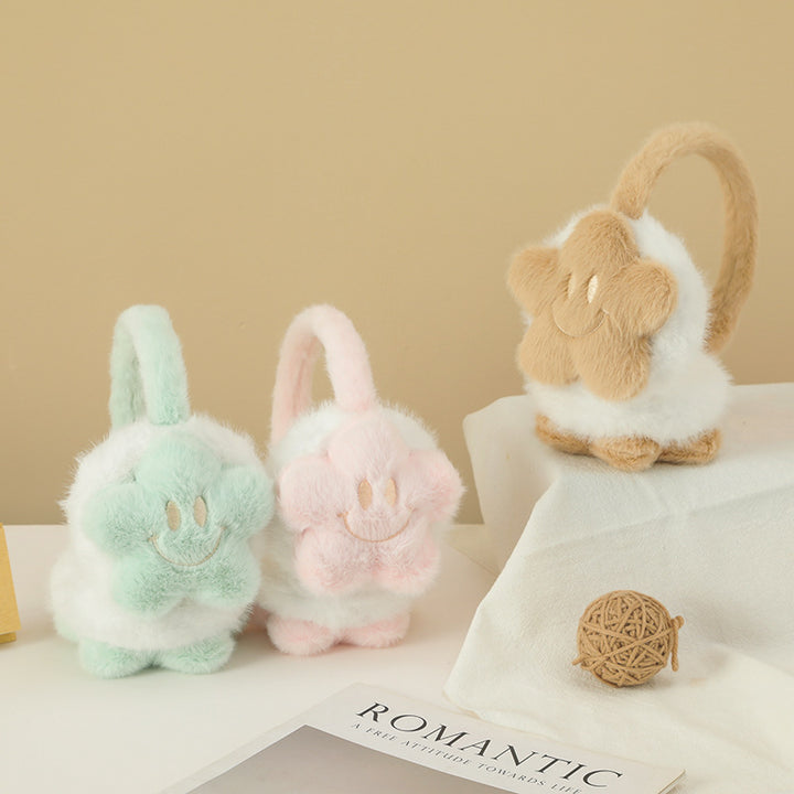 Cute smiley stars plush earwarmers cartoon windproof earmuffs