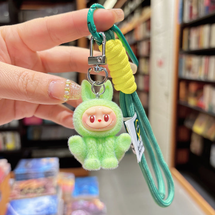 Labubu flocking keychain labubu pendant gift