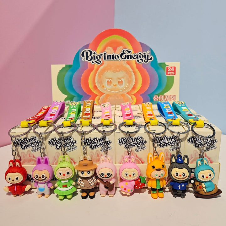 Cute monster labubu silicone keychain Blind Box-24pcs