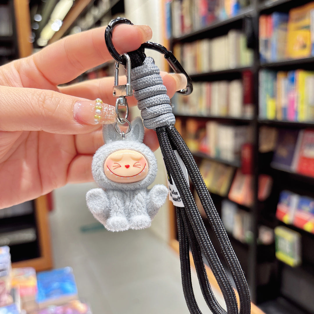 Labubu flocking keychain labubu pendant gift