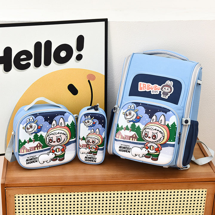 3D hard shell student labubu backpack student backpack 3pcs set