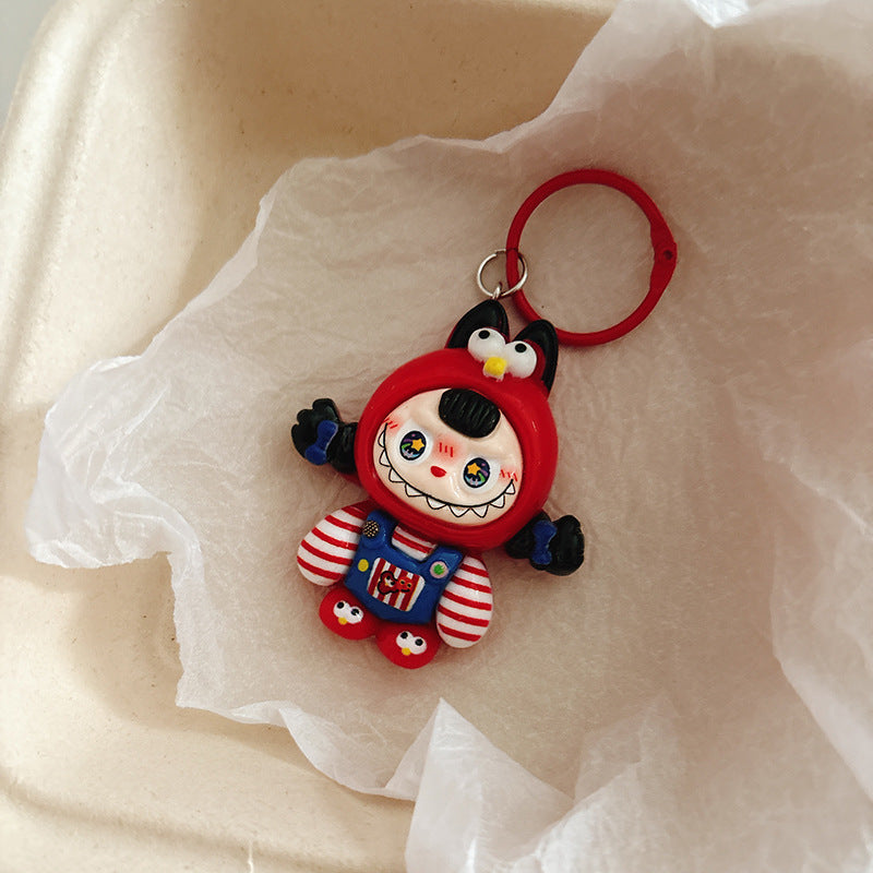 Cross-dressing Labub keychain pendant