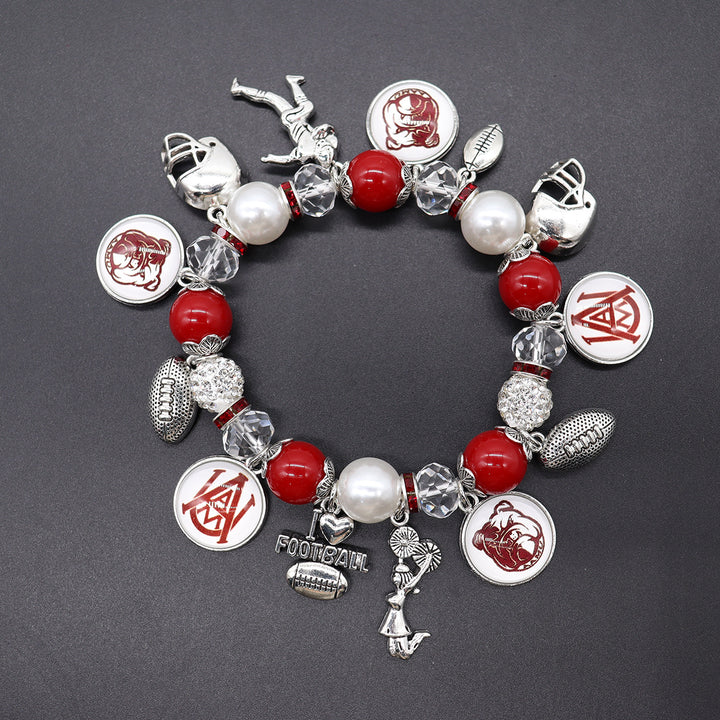Football Game Day Alloy pendant beaded bracelets