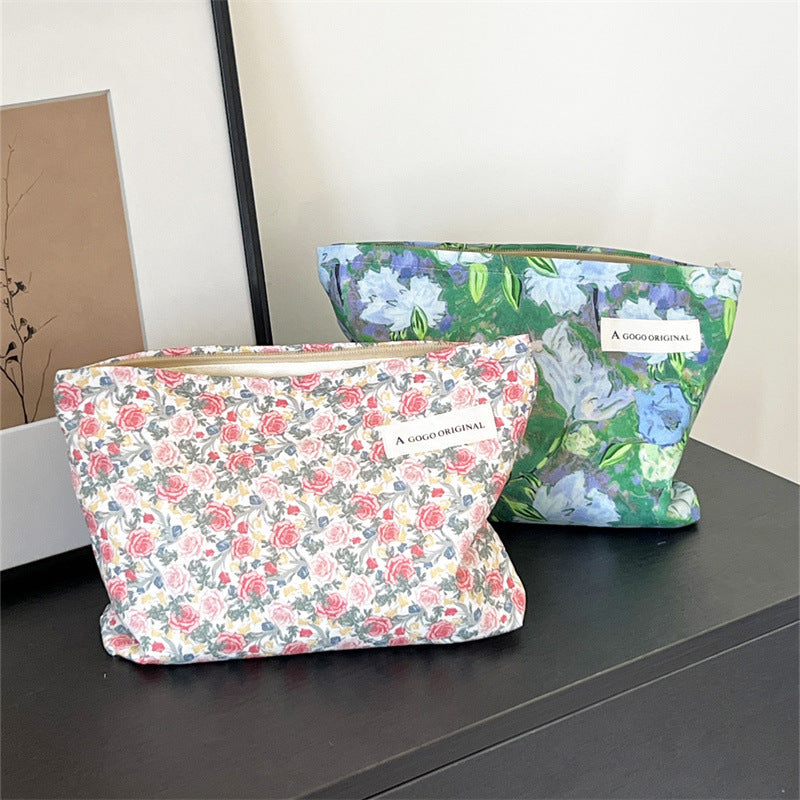 Oil painting printed cosmetic bag portable travel storage bag
