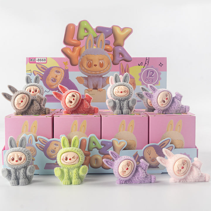 Flocking labubu Ornaments Gift Children's Toys Blind Bag Blind Box