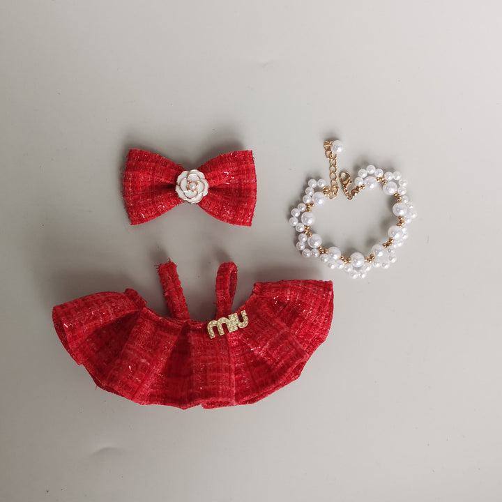 Labubu designer dress&necklace set dolls clothes