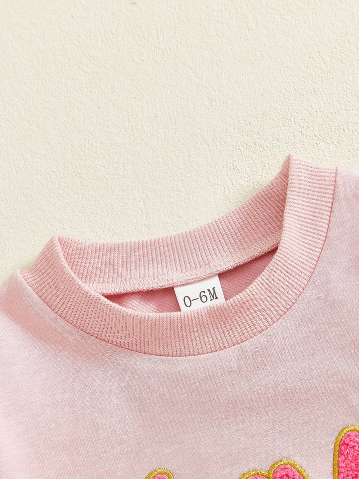 Valentine's xoxo Chenille embroidered sweatshirt pant 2pcs set