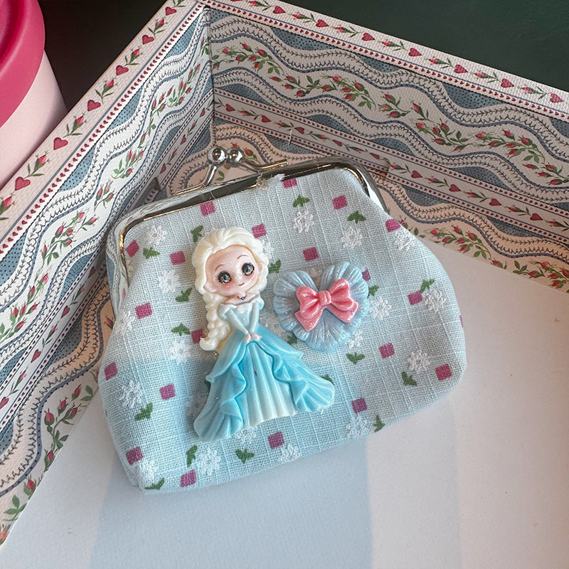 Colorful floral cartoon princess coin purse