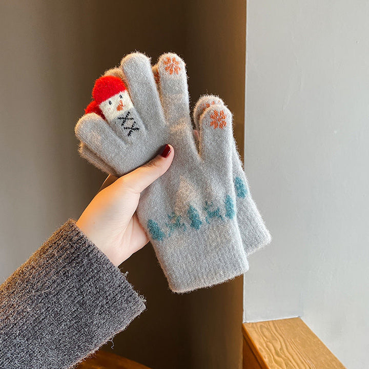 Cute snowman winter vibe knitted gloves