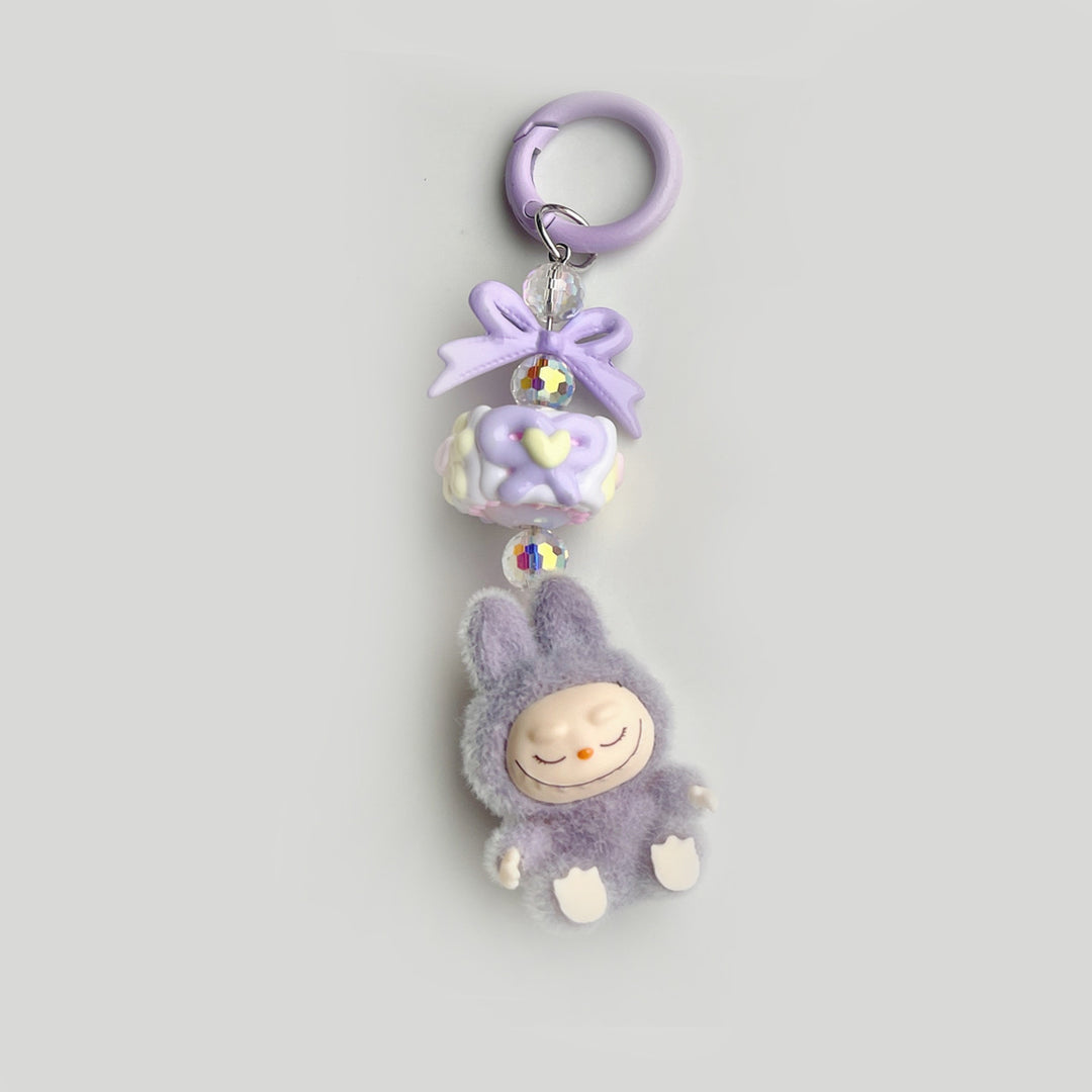 Flocked Mini Labubu candy Keychain bag pendant