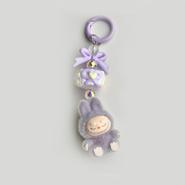 Flocked Mini Labubu candy Keychain bag pendant