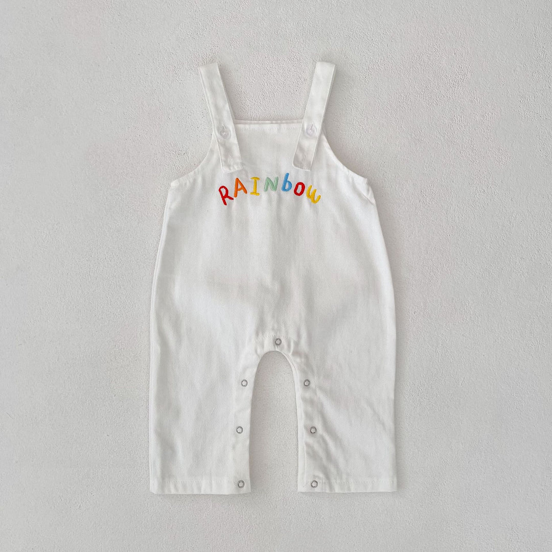 Rainbow baby overalls &striped long-sleeved top 2pcs set