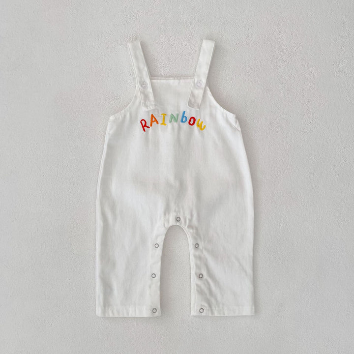Rainbow baby overalls &striped long-sleeved top 2pcs set