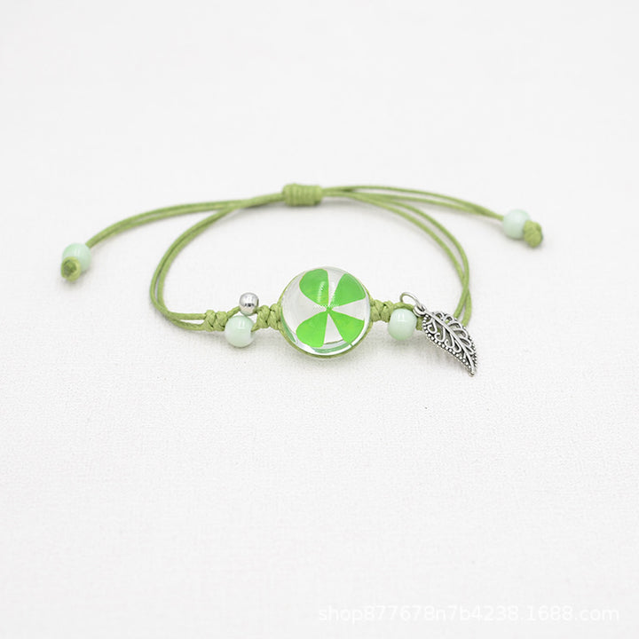 St. Patrick's Day braided beads clover bracelet