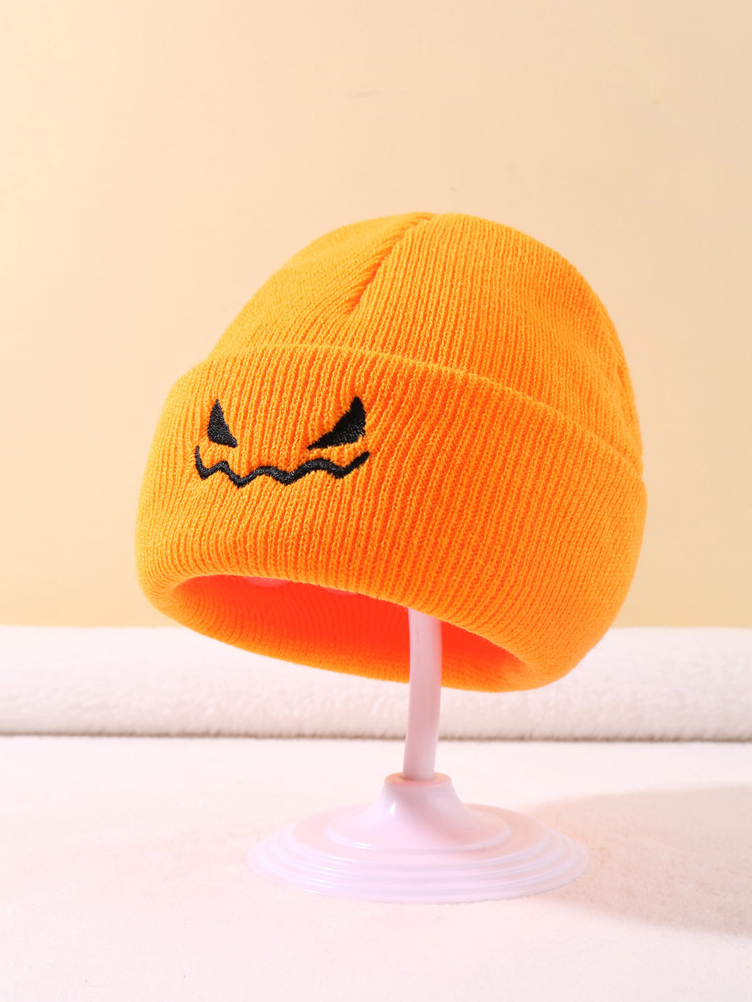 Halloween embroidered devil pumpkin knitted hat for baby