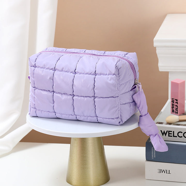 Puffer cosmetic bag portable pillow storage bag