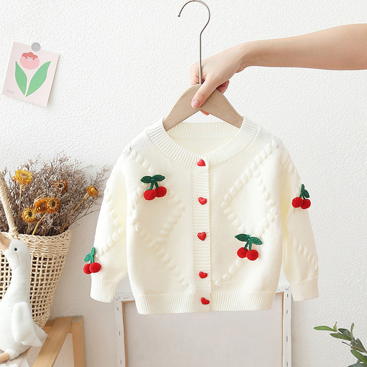 Girls knitted cherry cardigan cherry sweater coat