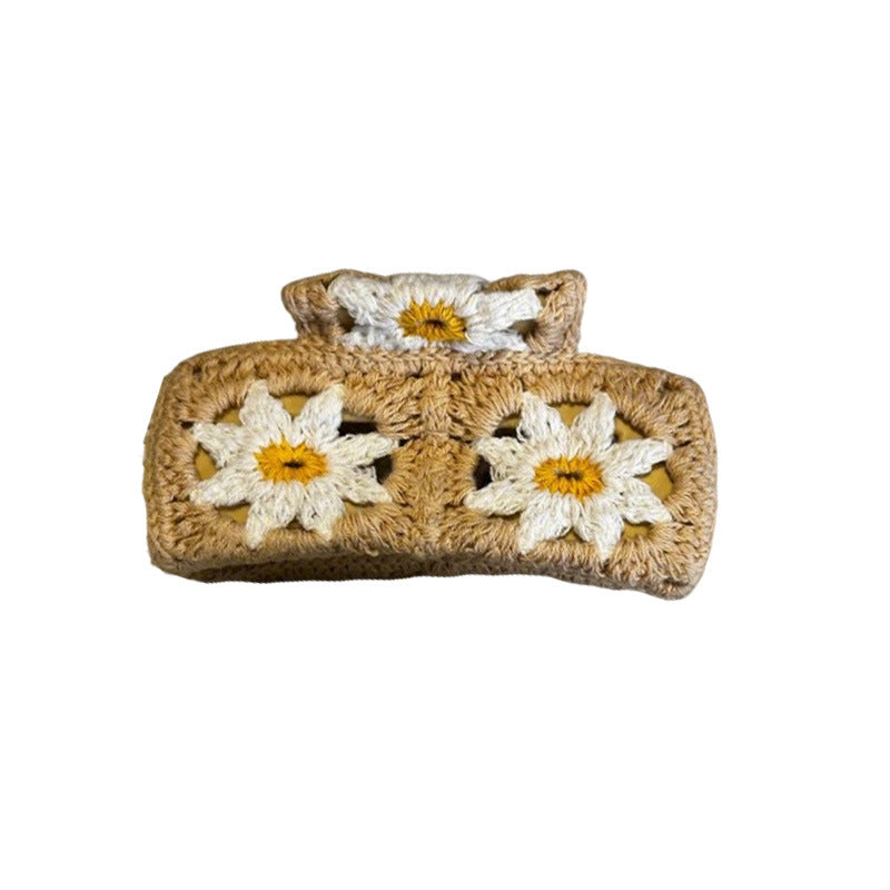 Flower knitted holiday style shark hair clip