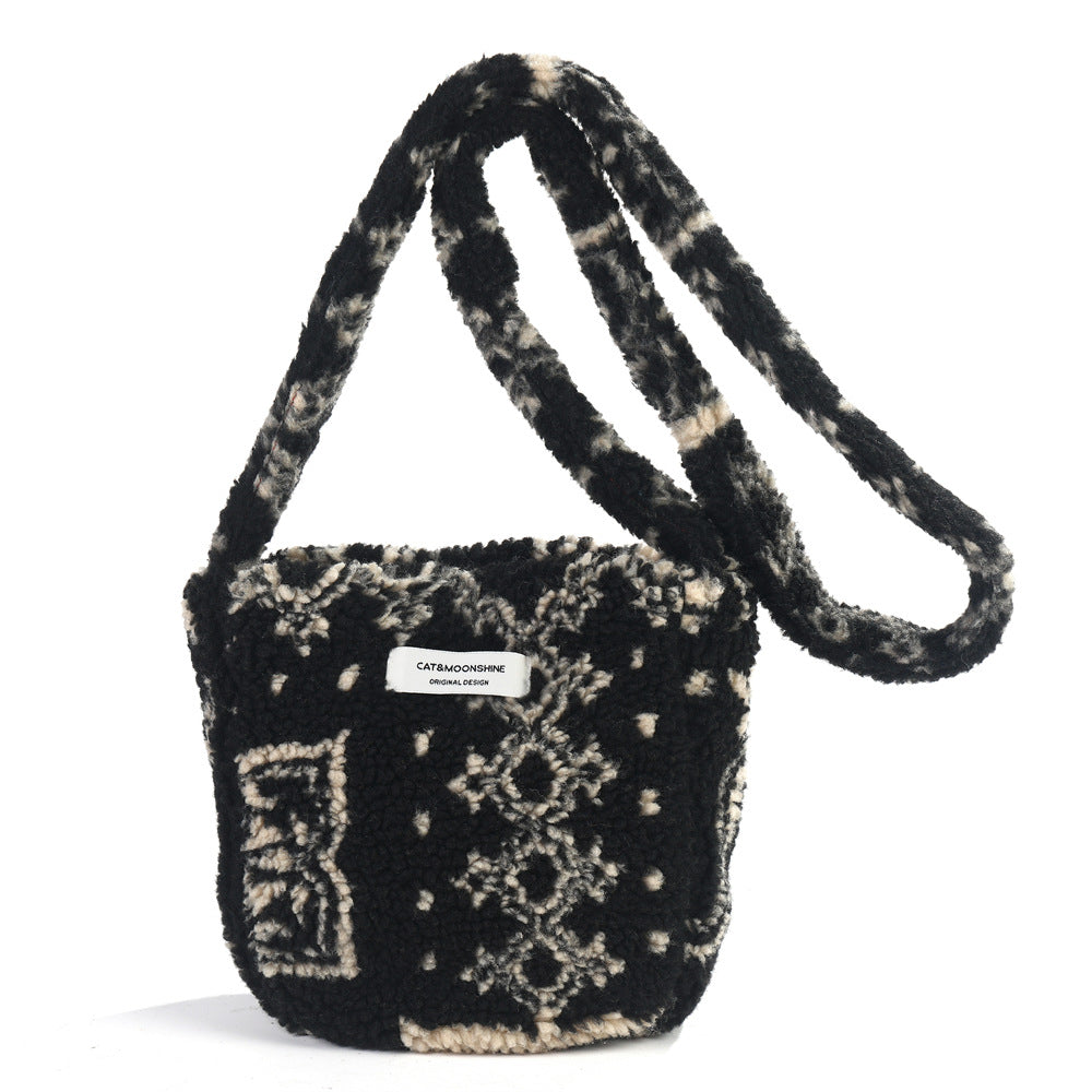 Plush chic large capacity shoulder crossbody bag