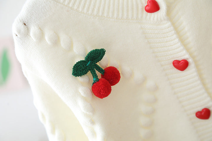 Girls knitted cherry cardigan cherry sweater coat