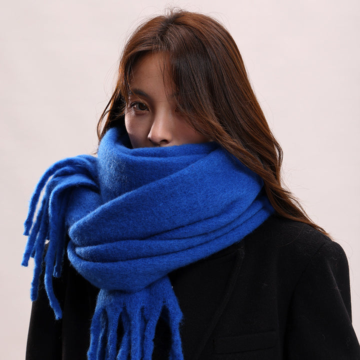 Solid color large warm scarf  windproof velvet shawl scarf