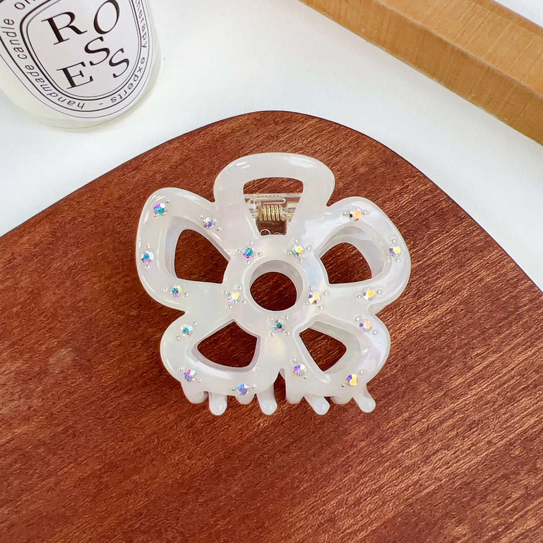 Hollow flower diamond acetate hair claw clips