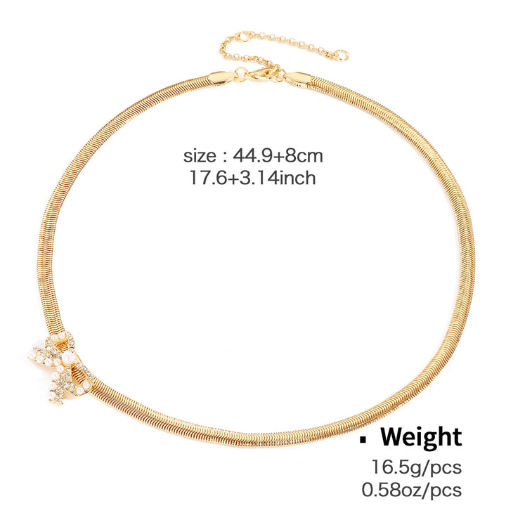 Snake chain bow earrings necklace golden bow simple fashion choker