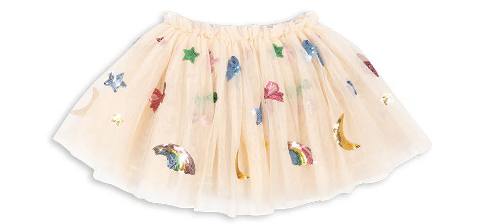 Rainbow sequin fairy tale dream tutu puff dress for girls-preorder