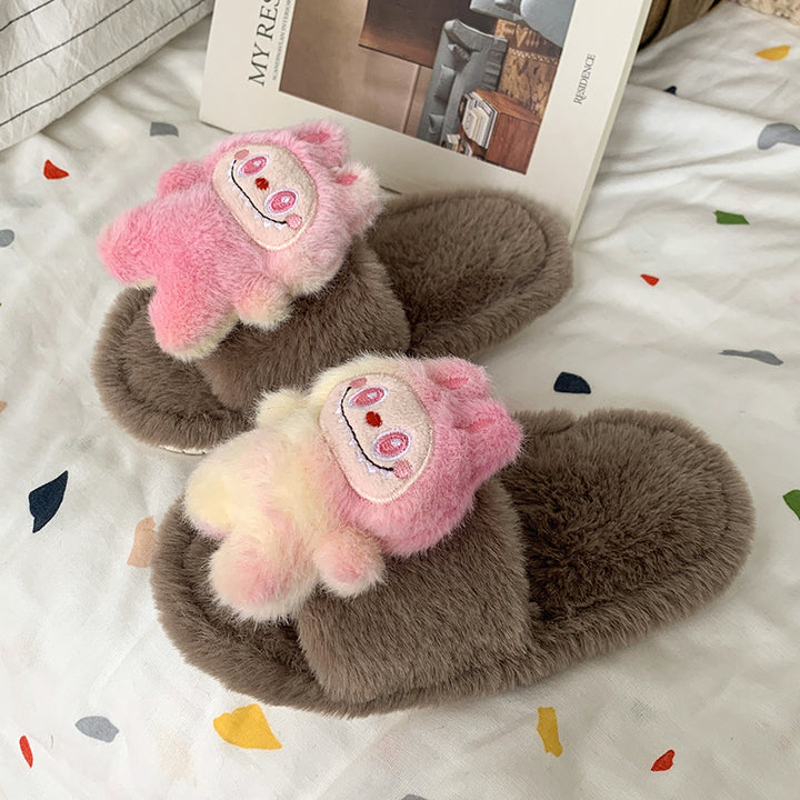 Labubu plush home slippers